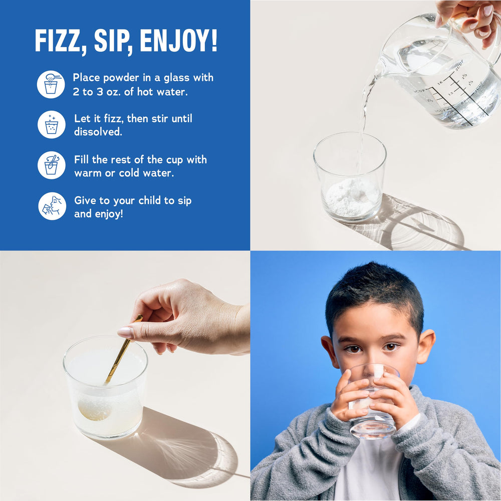 Natural Vitality Calm Sleep glass with drink showing fizz and evening routine