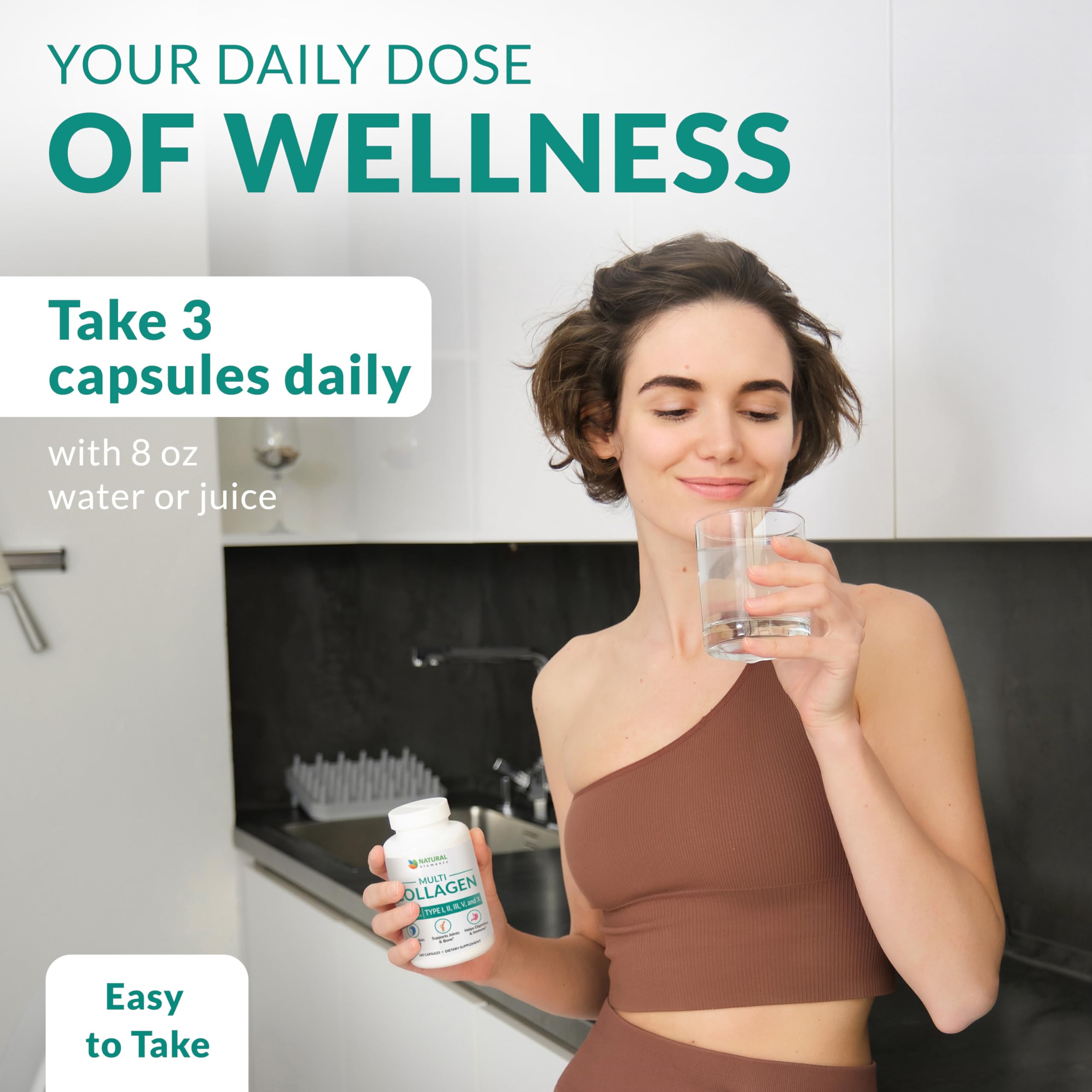 Naturalelements chicken bone broth collagen bottle label highlighting joint support