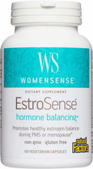 Natural Factors EstroSense bottle closeup for daily hormonal balance
