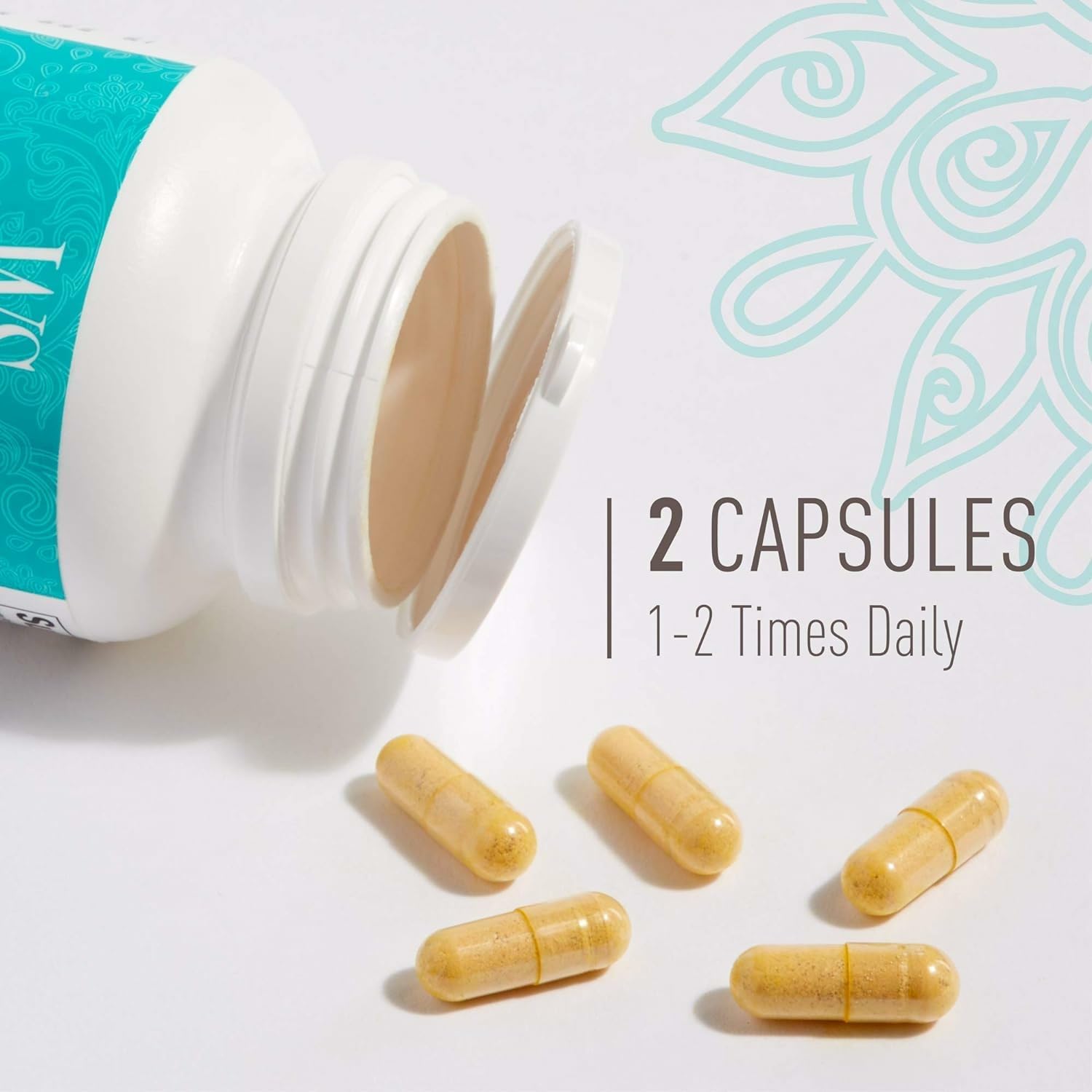 Two EstroSense capsules shown to illustrate dosing with meals