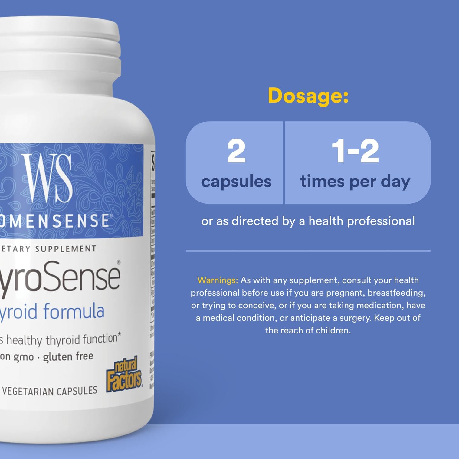 Natural Factors ThyroSense label closeup shows iodine and minerals for thyroid health