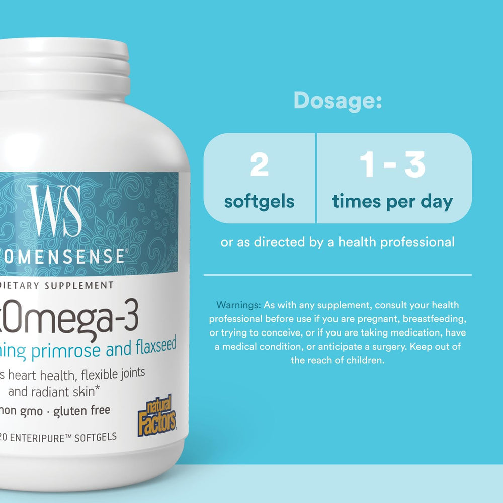 RxOmega-3 ingredients label with EPA, DHA, and primrose oil details
