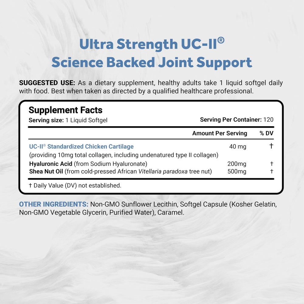 Naturalis UC-II softgel pour demonstrating easy daily capsule intake.