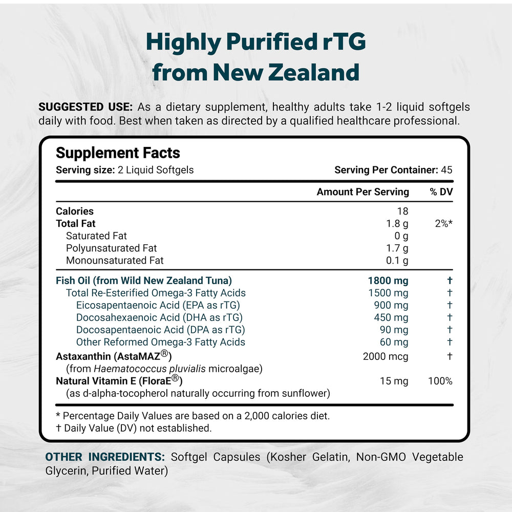 Naturalis Ultimate Omega-3 label close-up with MSC and IFOS credentials and 1800mg per serving