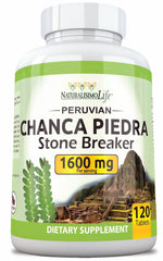 NaturalisimoLife Chanca Piedra 1600 mg bottle on shelf for daily wellness routines.