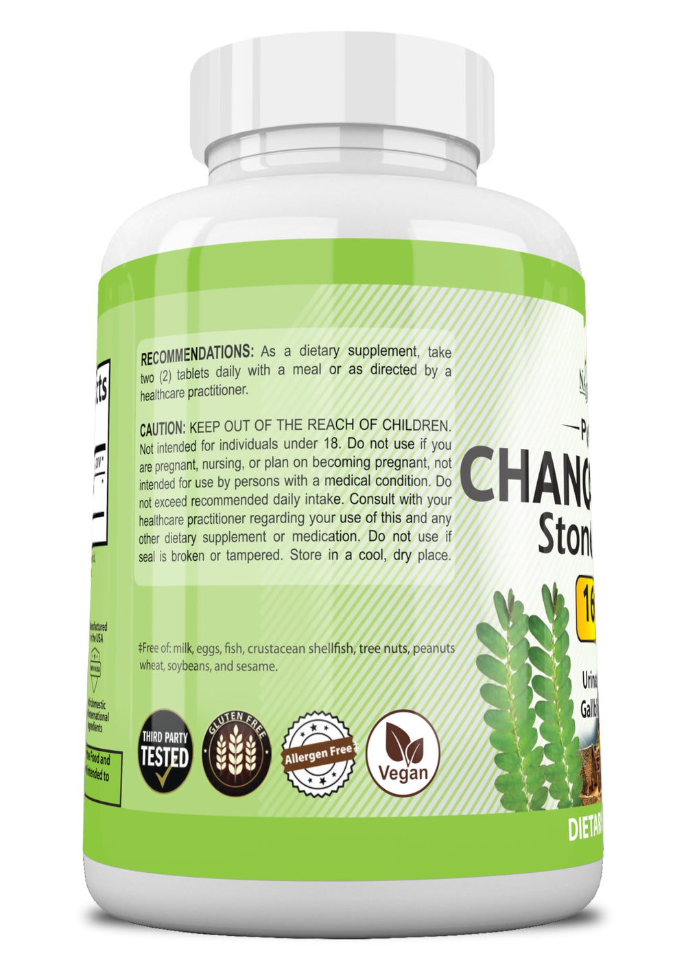 NaturalisimoLife Chanca Piedra vegan, gluten-free formula with GMP labeling.