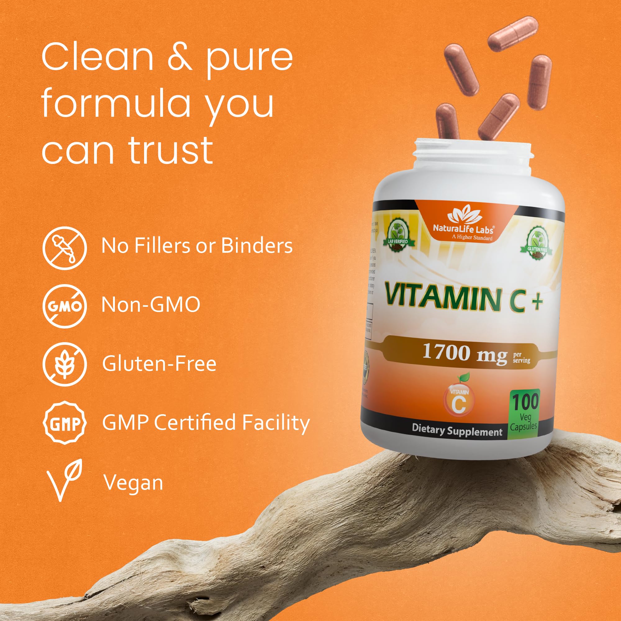 NaturaLife Labs gluten-free vegan capsules for daily use.