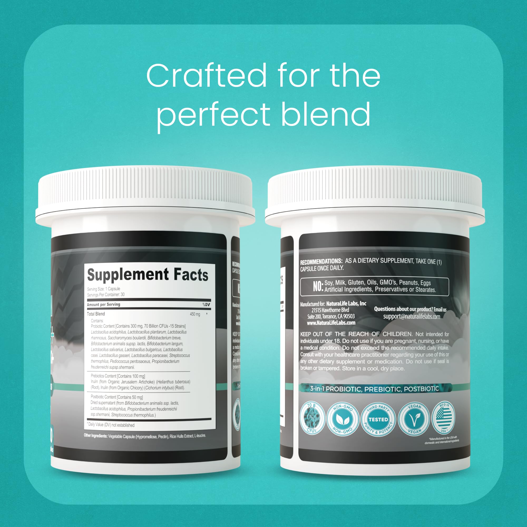 NaturaLife Labs eco-friendly packaging for probiotics