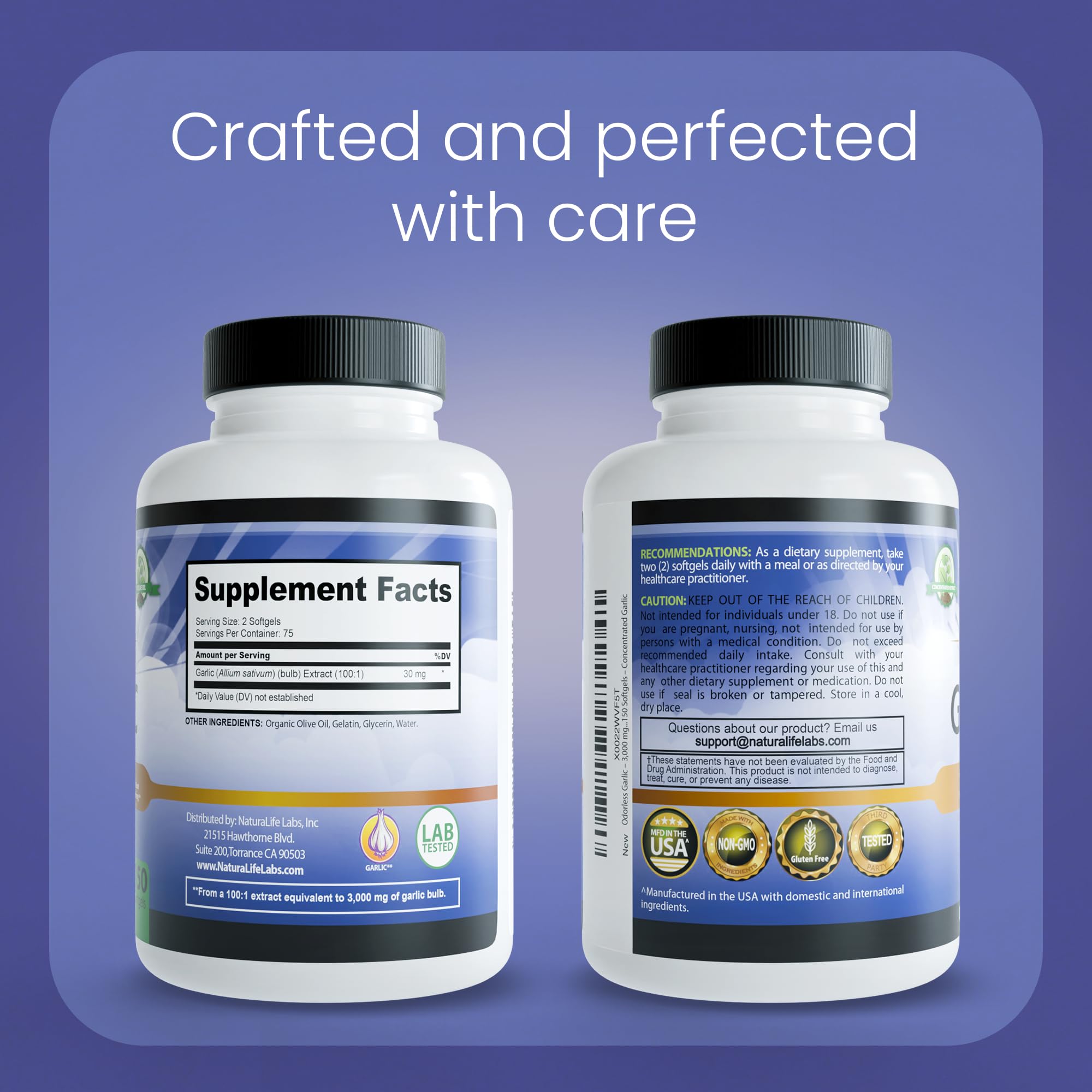 NaturaLife Labs silica desiccant in bottle helps maintain freshness