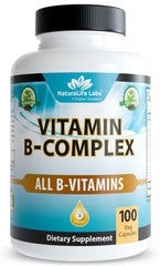 NaturaLife Labs Vitamin B-Complex bottle front — supports everyday energy metabolism and mood balance.