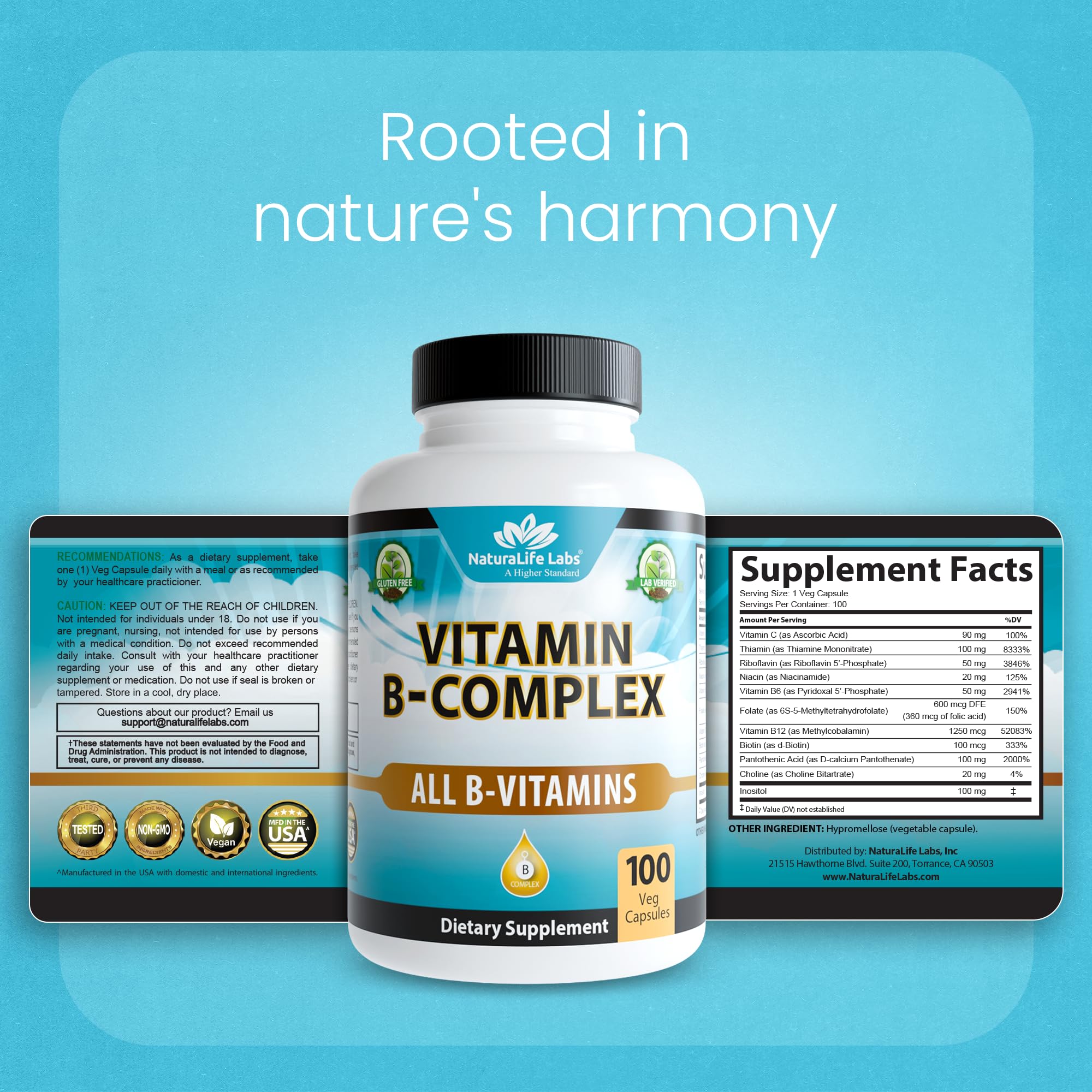 NaturaLife Labs Vitamin B-Complex third party testing — third-party tested for quality assurance.