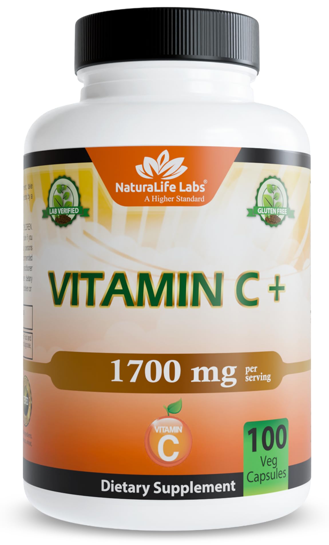 NaturaLife Labs Vitamin C bottle on kitchen counter for daily wellness.