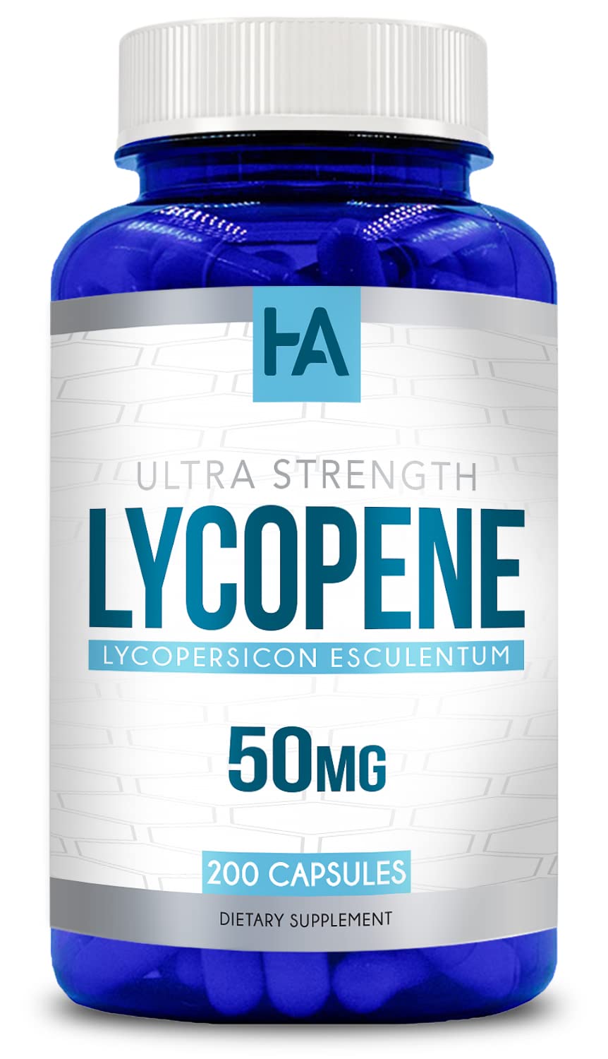 Naturally Derived Lycopene Supplement bottle with tomato-based antioxidant formula for daily use.