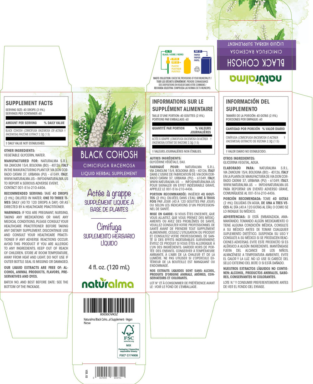Naturalma Black Cohosh tincture dropper close-up showing precise dosing