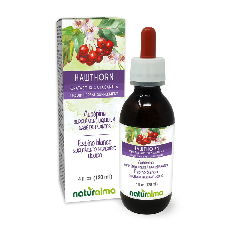 Naturalma Hawthorn tincture bottle with leaf and flower extract for convenient daily drops.