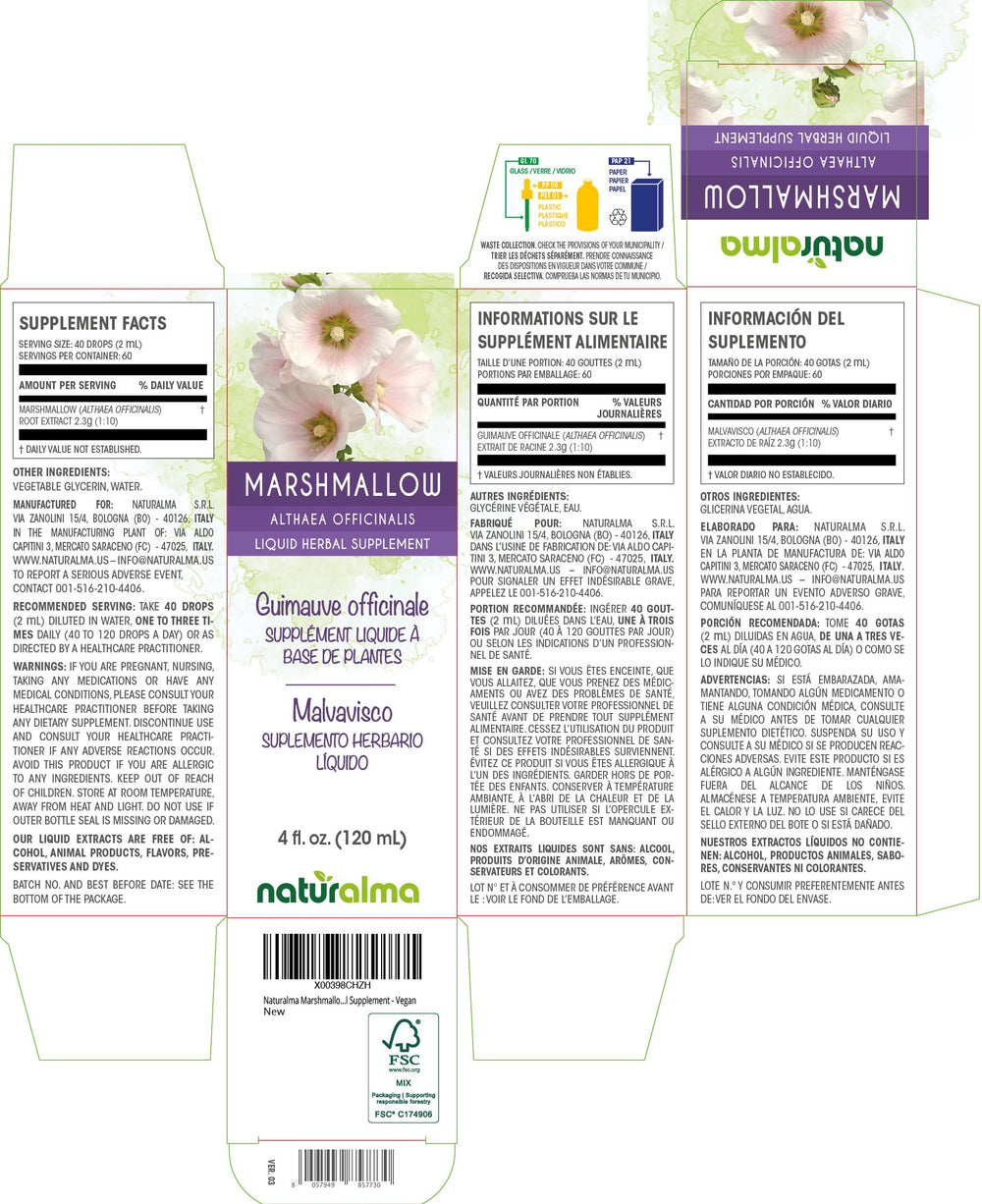 Naturalma marshmallow tincture drops pouring for convenient daily dosing.