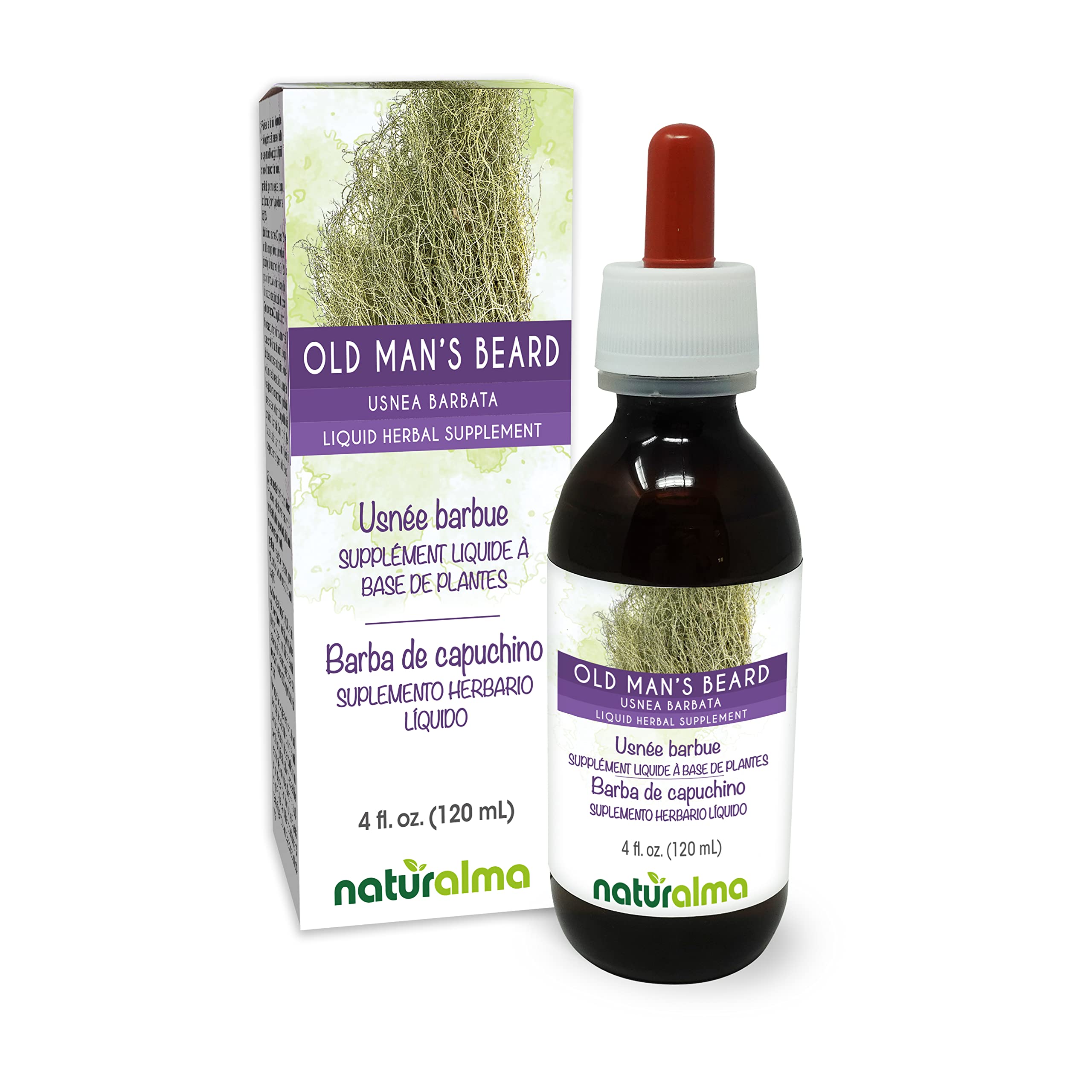 Naturalma Old Man's Beard tincture bottle with dropper, ready for daily herbal use.