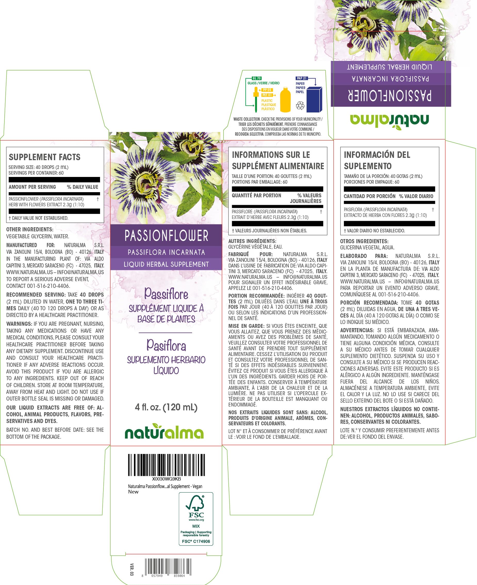 Naturalma passionflower 1:10 extract close-up bottle for precise dosing