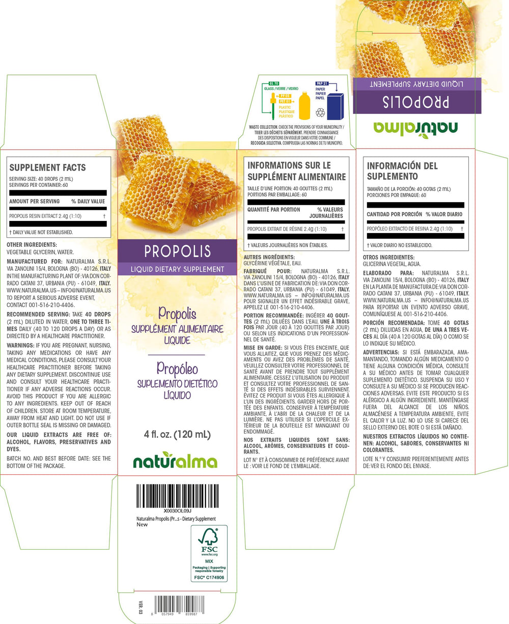 Naturalma propolis dropper dispensing resin extract for convenient dosing.