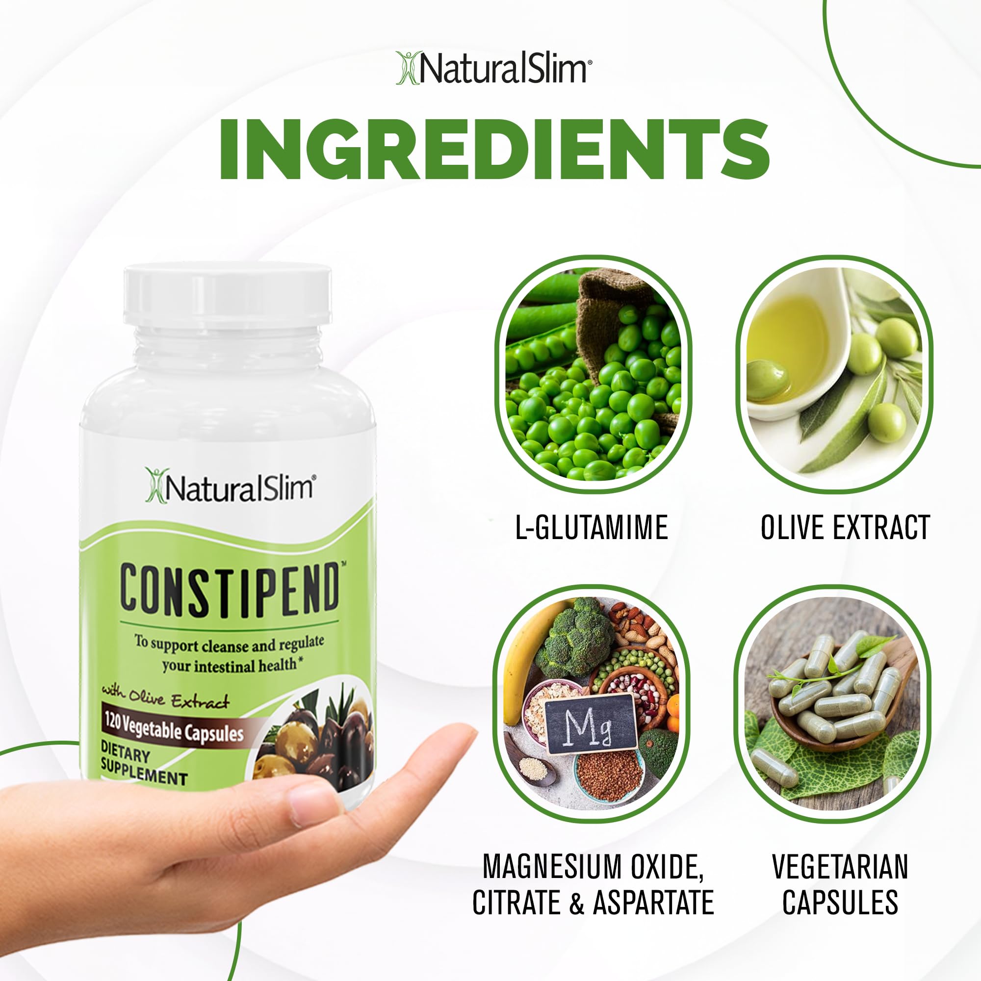 NaturalSlim Constipend bottle cap closeup highlighting convenient dosing