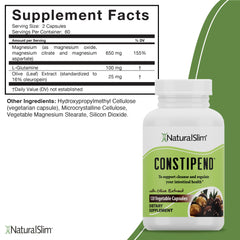 NaturalSlim Constipend capsules closeup illustrating easy, non-stimulant support