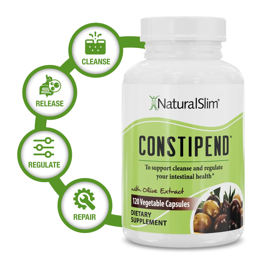 NaturalSlim Constipend label closeup highlighting olive extract details