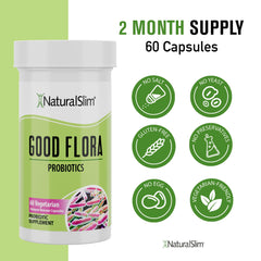 NaturalSlim Good Flora Probiotic – Gentle 15B CFU, 60 Veg Capsules for Digestive Health