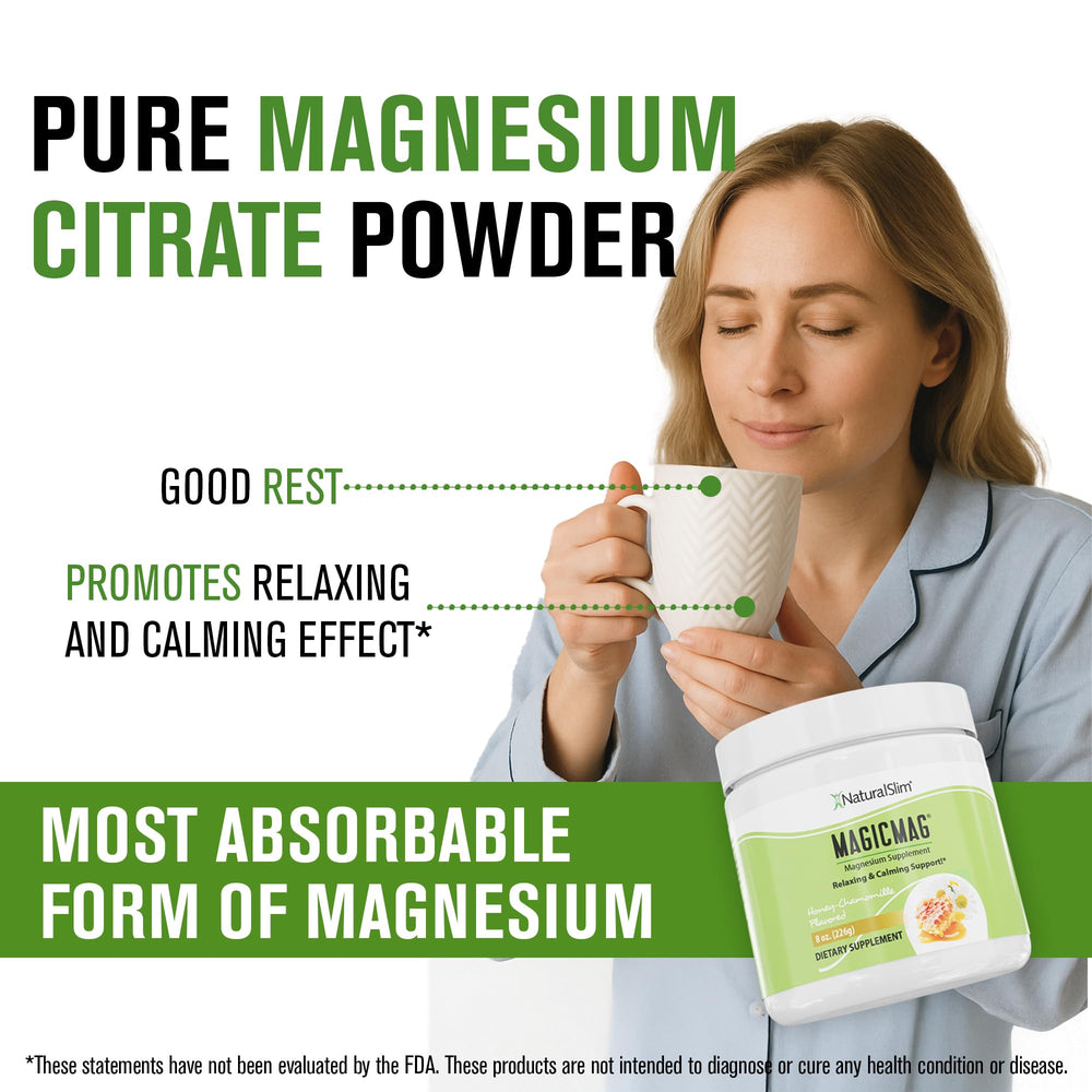 Close-up of magnesium citrate powder blend for absorption.