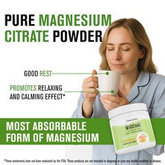 Close-up of magnesium citrate powder blend for absorption.