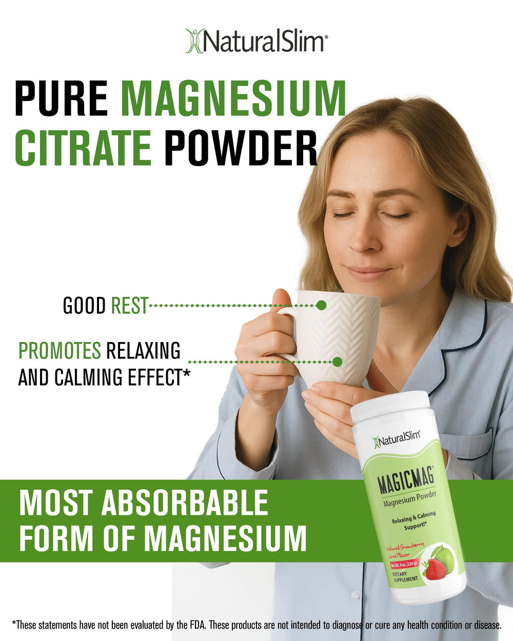 NaturalSlim MagicMag prepared drink in a glass ready to sip before bed.