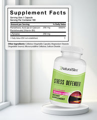 Naturalslim Stress Defender capsules close-up showing easy swallowing texture.