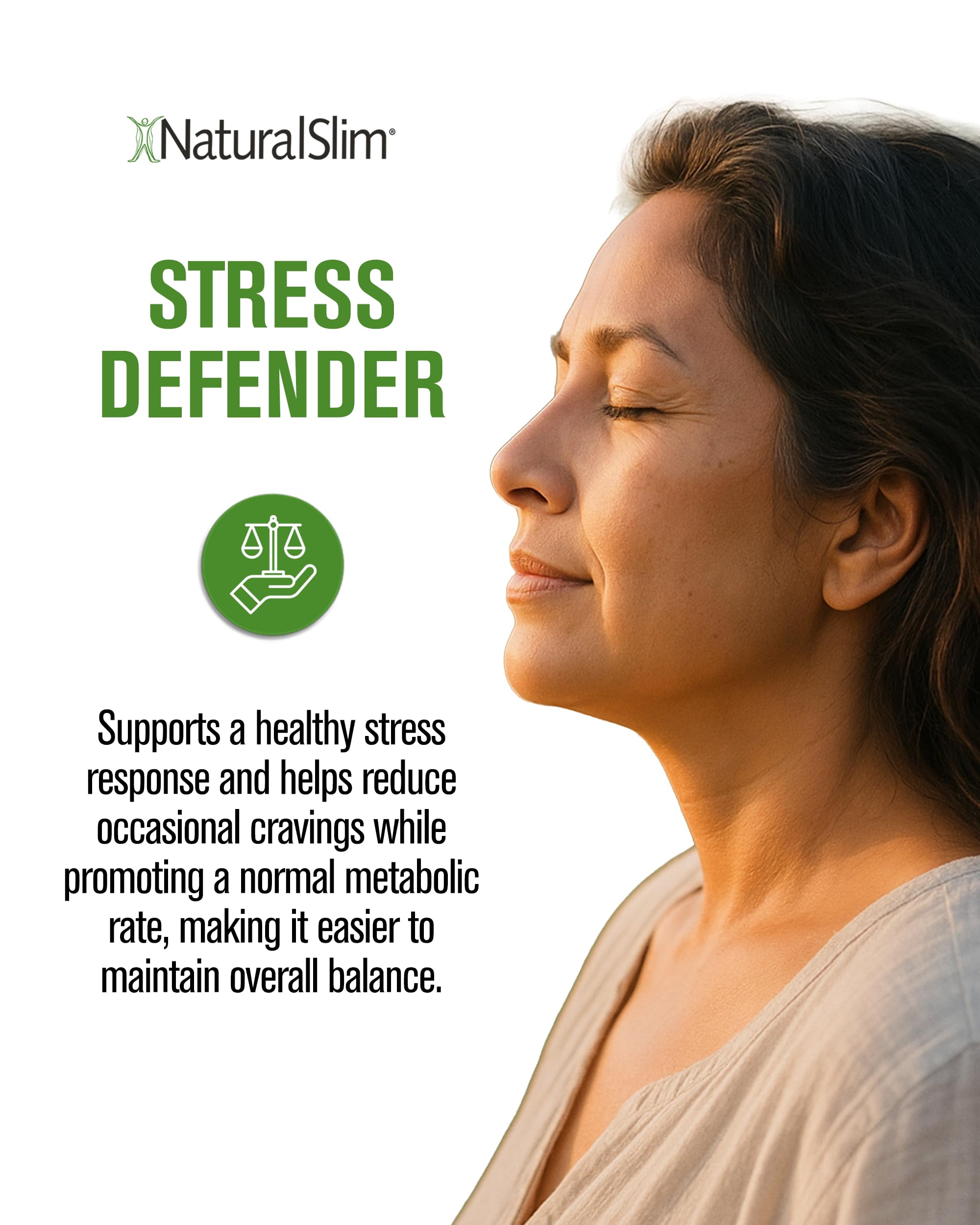 Naturalslim Stress Defender front packaging evokes trust and quality.