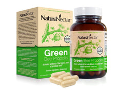 NaturaNectar Green Bee Propolis capsules bottle on display for daily immune support.