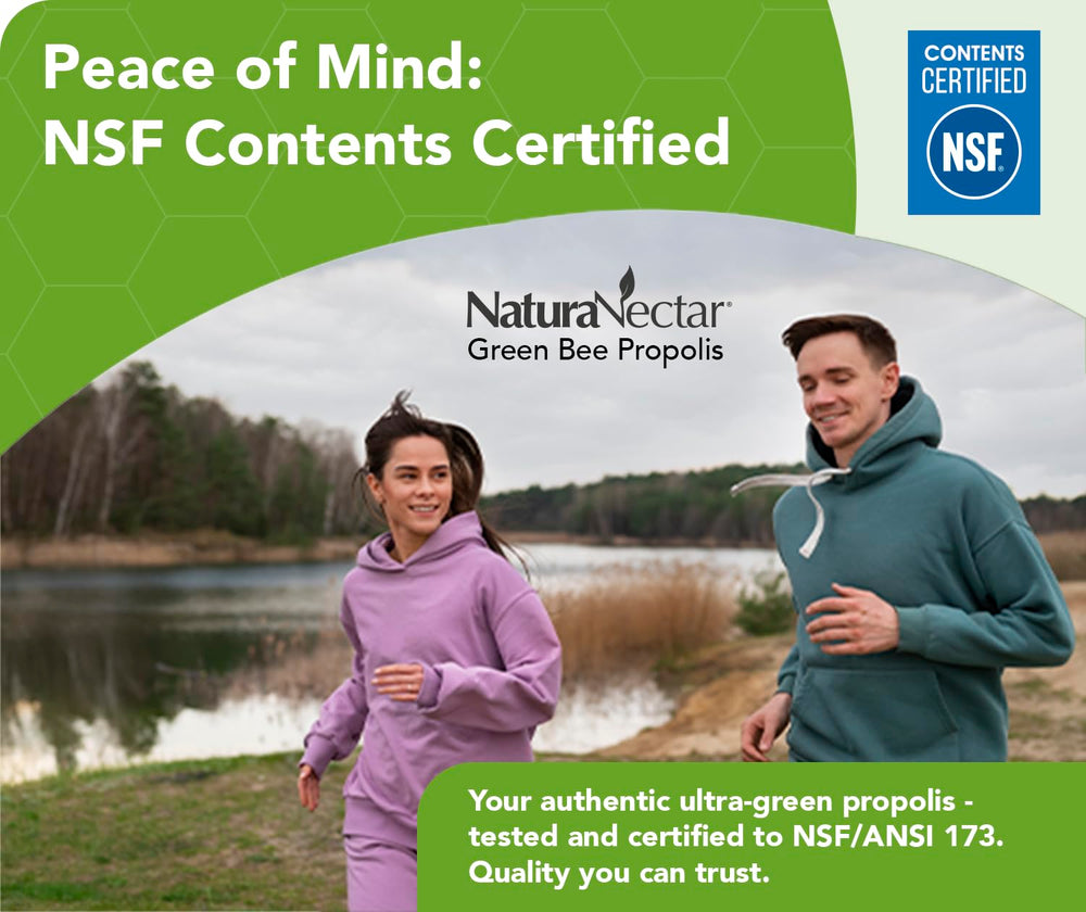 NaturaNectar Green Bee Propolis sustainability scene emphasizes ethical beekeeping.
