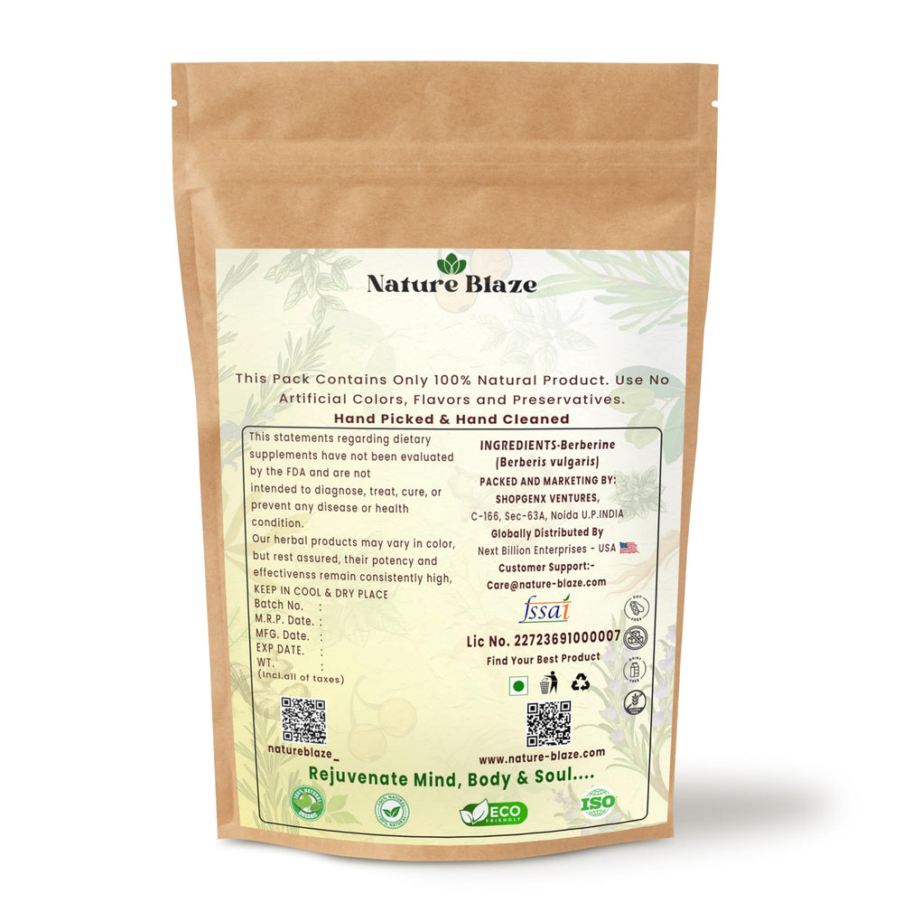 Nature Blaze berberine extract powder bottle with label for quick addition to foods