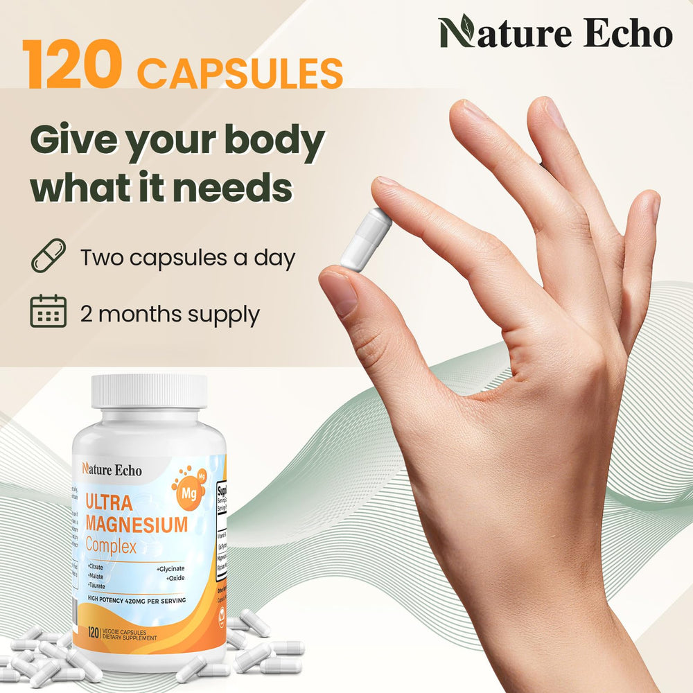 Nature Echo capsules featuring malate form for energy support.