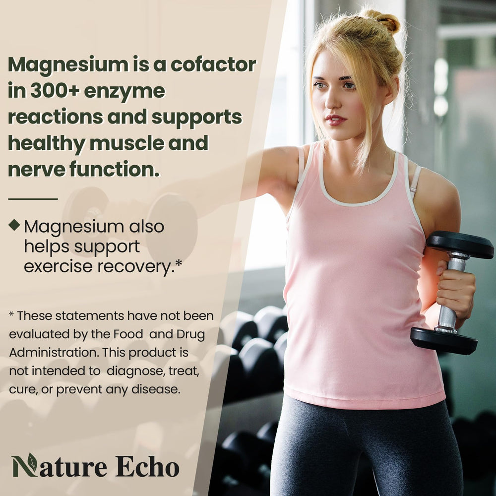 Nature Echo capsules featuring taurate form for balanced magnesium blend.