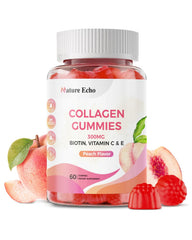 Nature Echo collagen gummies peach bottle for daily beauty support