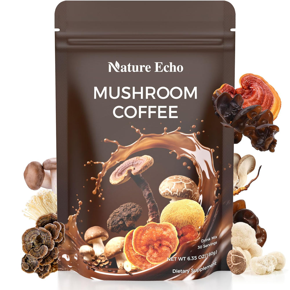 Nature Echo mushroom coffee cup showing a focused energy experience