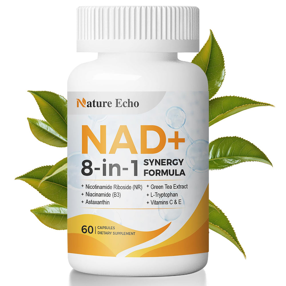 Nature Echo Nicotinamide Riboside 8-in-1 bottle — convenient daily cellular support.