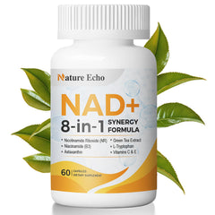 Nature Echo Nicotinamide Riboside 8-in-1 bottle — convenient daily cellular support.