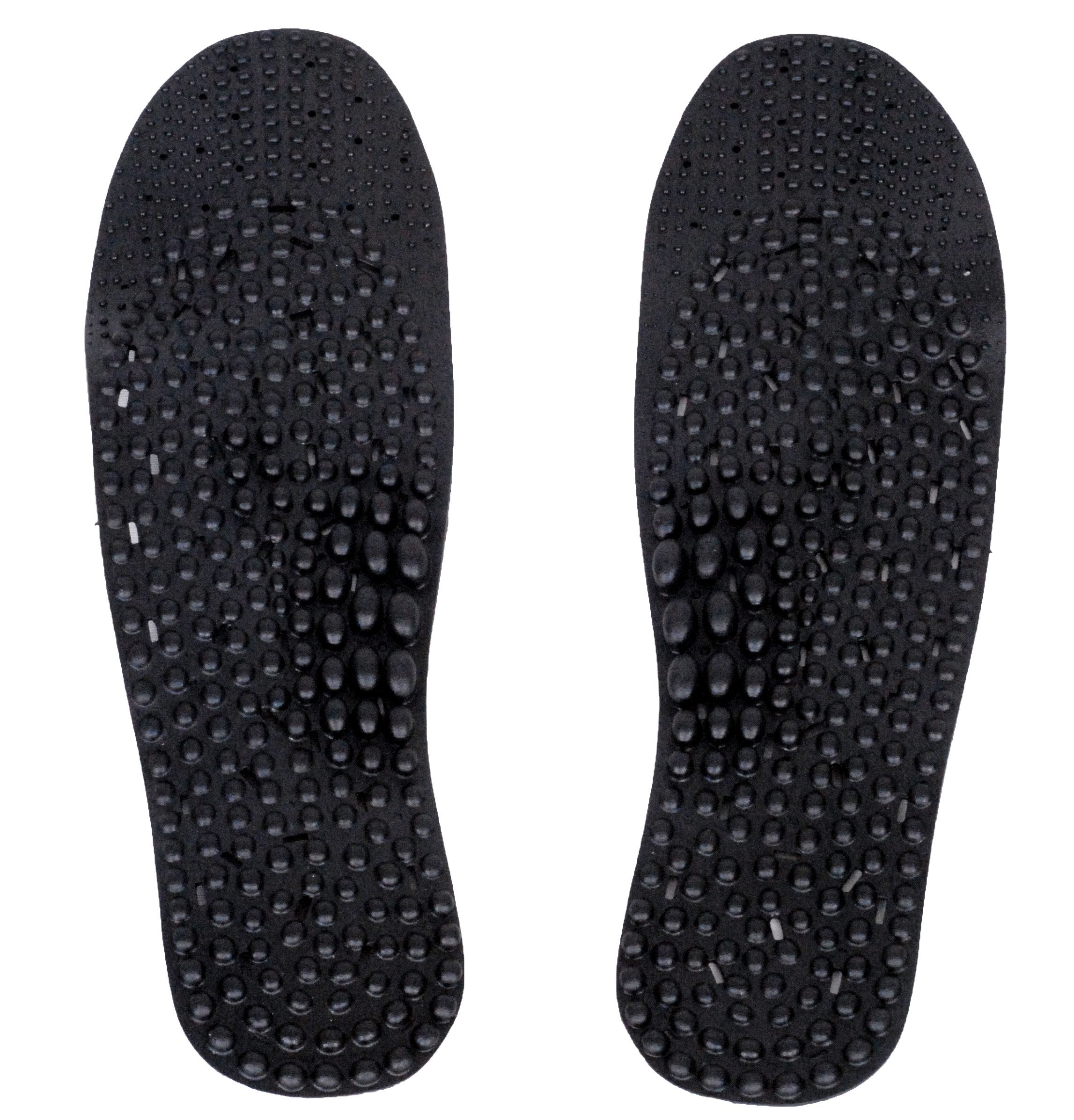 Nature In Hand charcoal anti-odor acupuncture insole closeup showing odor-control fibers.