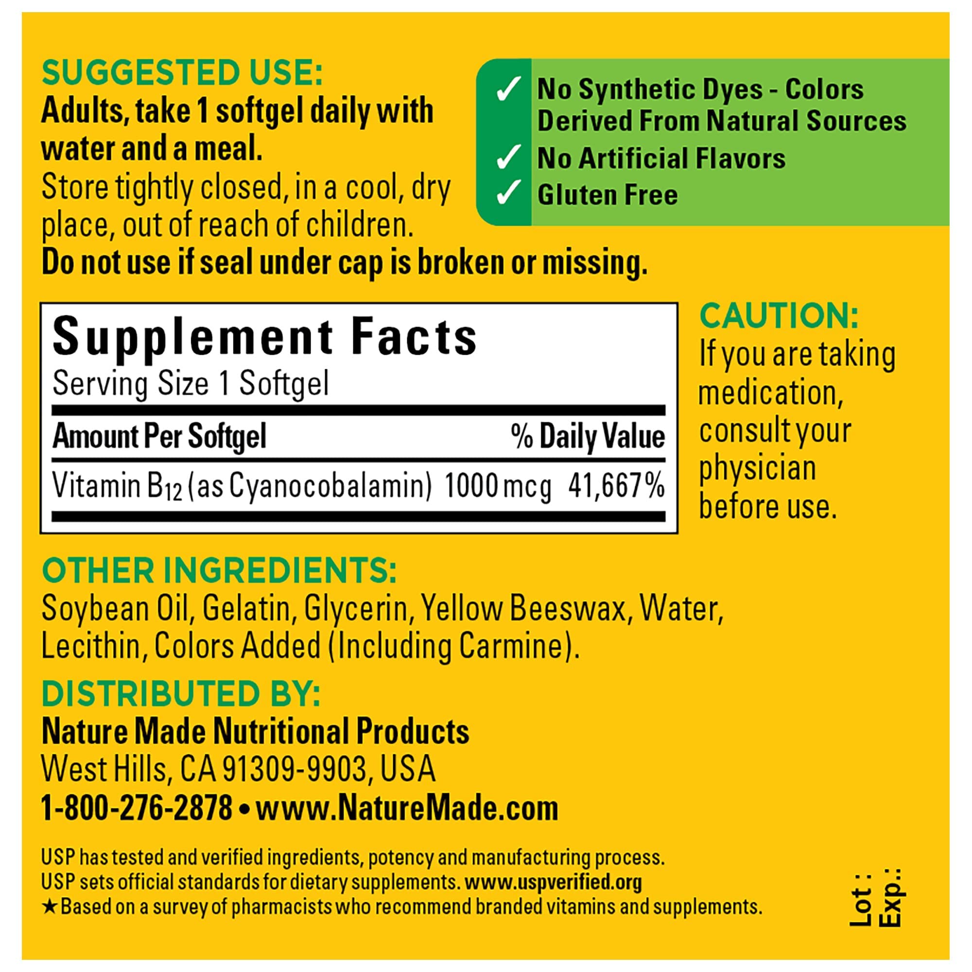 Nature Made B12 1000 mcg bottle label visible, high potency choice.
