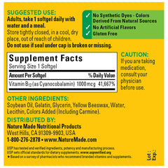 Nature Made B12 1000 mcg bottle label visible, high potency choice.
