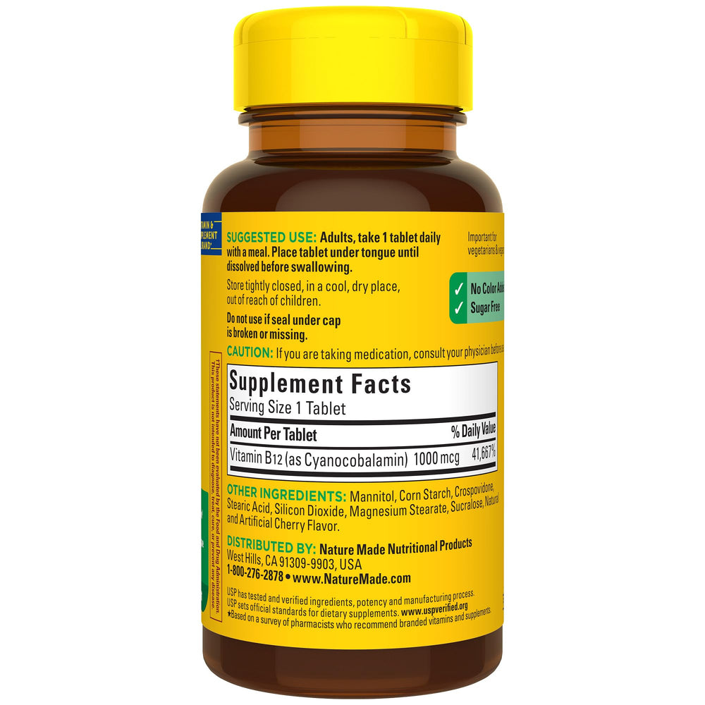 Packaging image of Nature Made B12 1000 mcg sublingual tablets