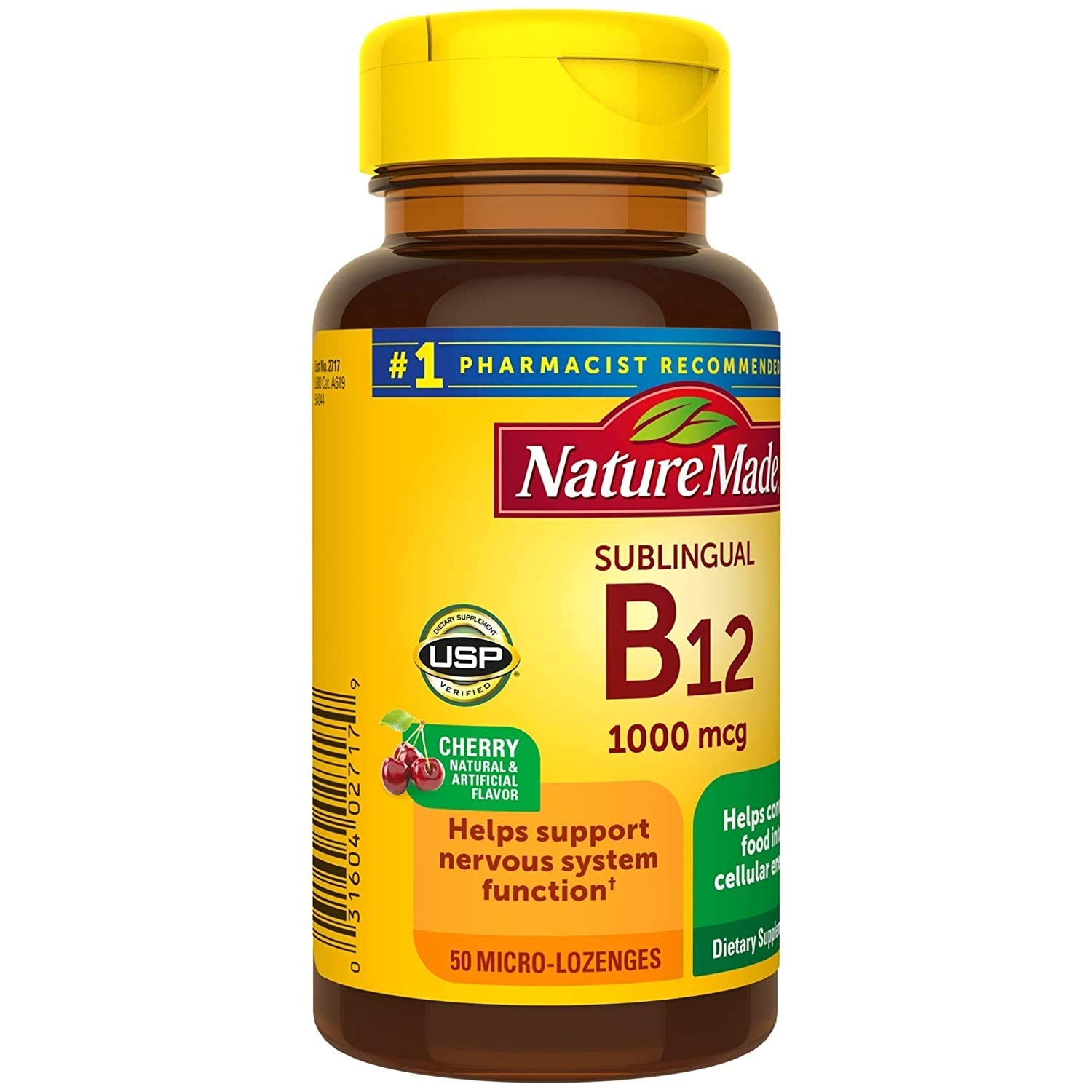 Nature Made B-12 lozenge texture close-up, smooth melt for easy consumption