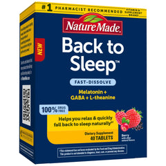Nature Made Back to Sleep melatonin fast-dissolve berry tablet helps ease nighttime awakenings