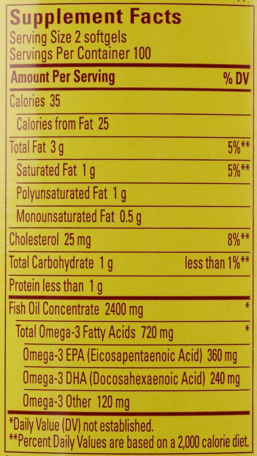 Nature Made Burp-Less Fish Oil 1200 mg pack closeup shows purified formula with mercury removal.