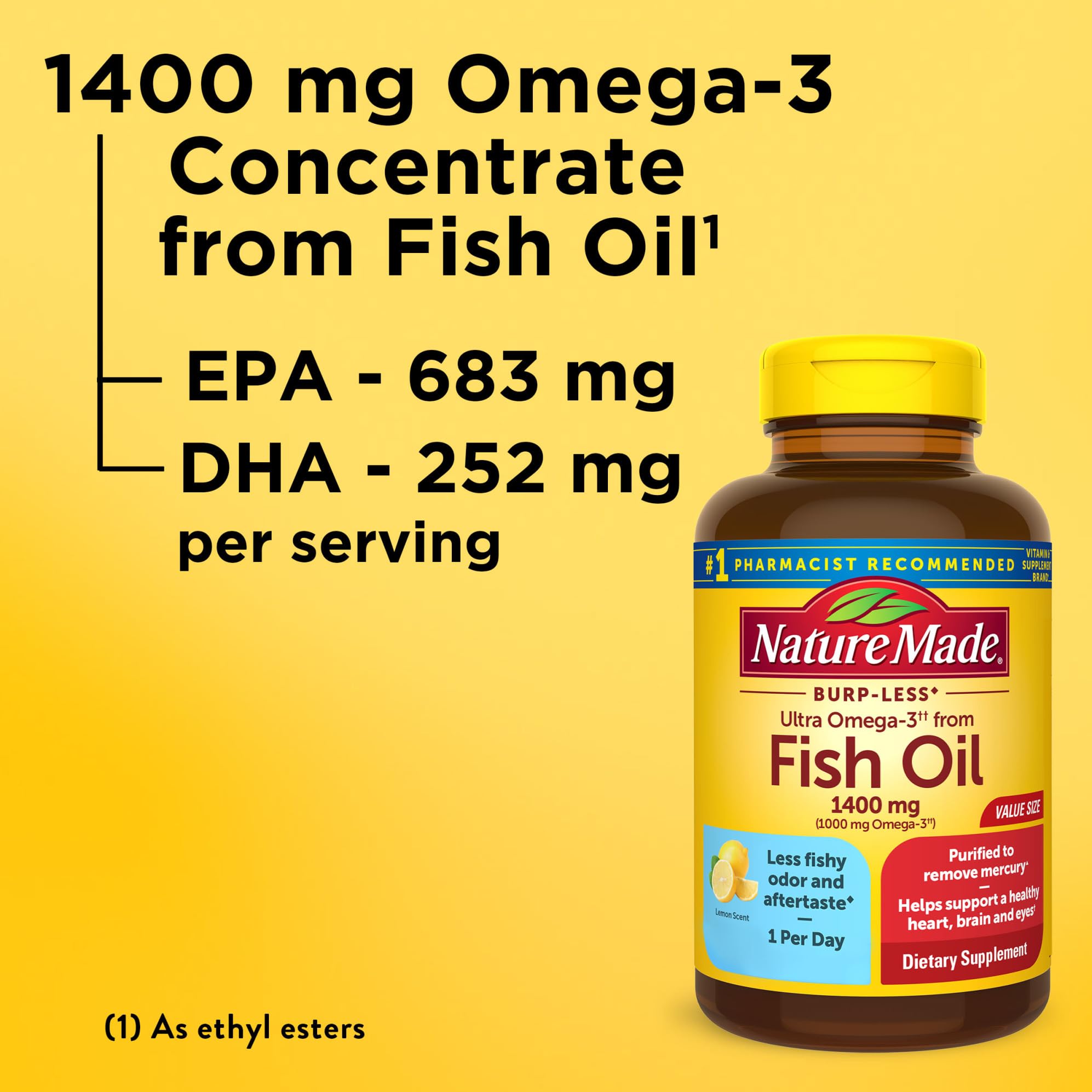 Lemon scent reduces fishy aftertaste in Nature Made Burp Less Omega-3