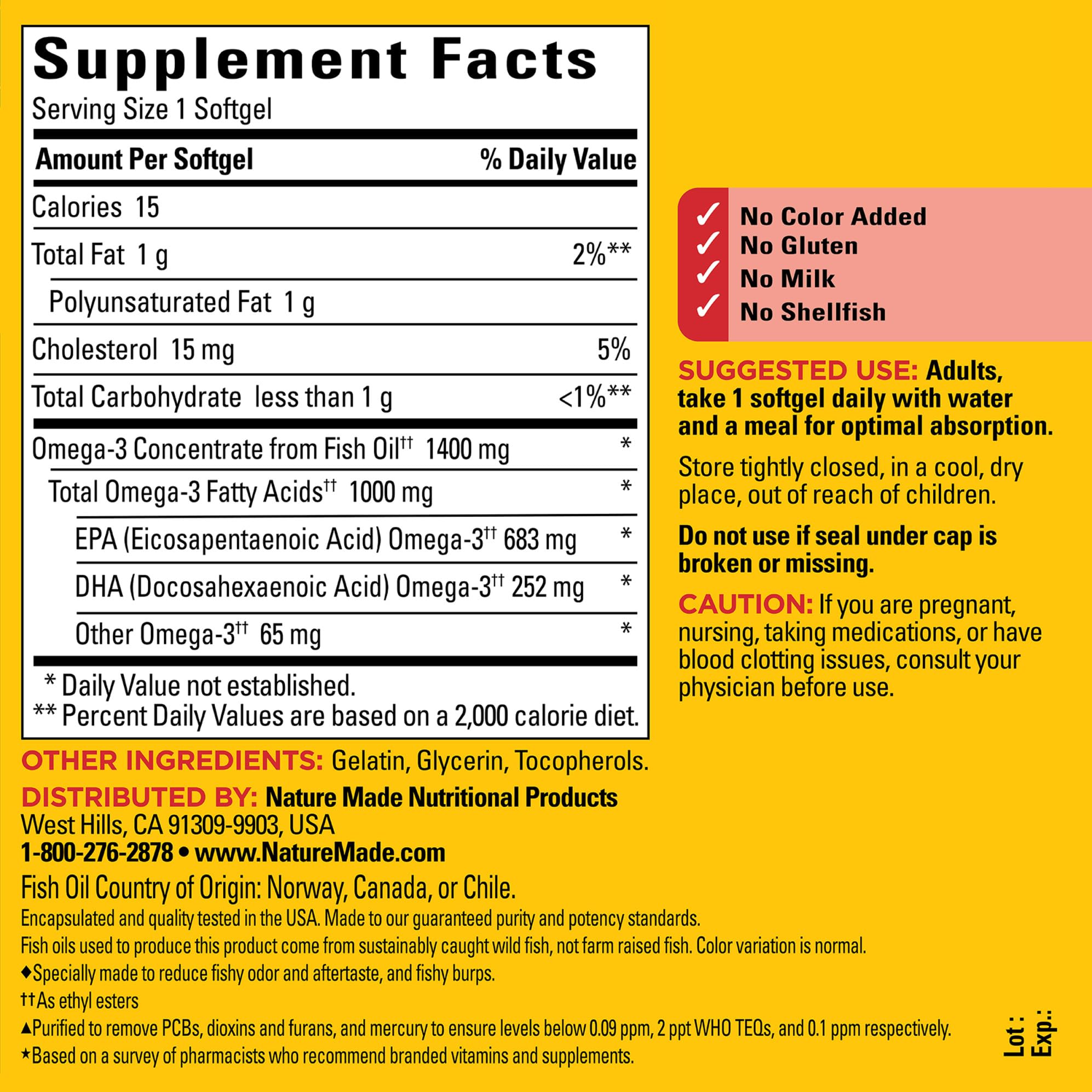 Nature Made Burp Less Ultra Omega-3 softgels close-up with lemon scent